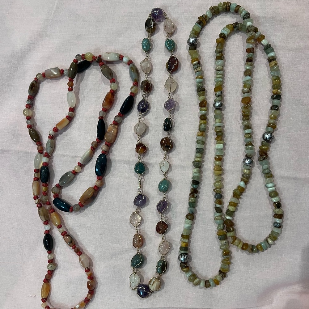 3 natural stone vintage necklaces!